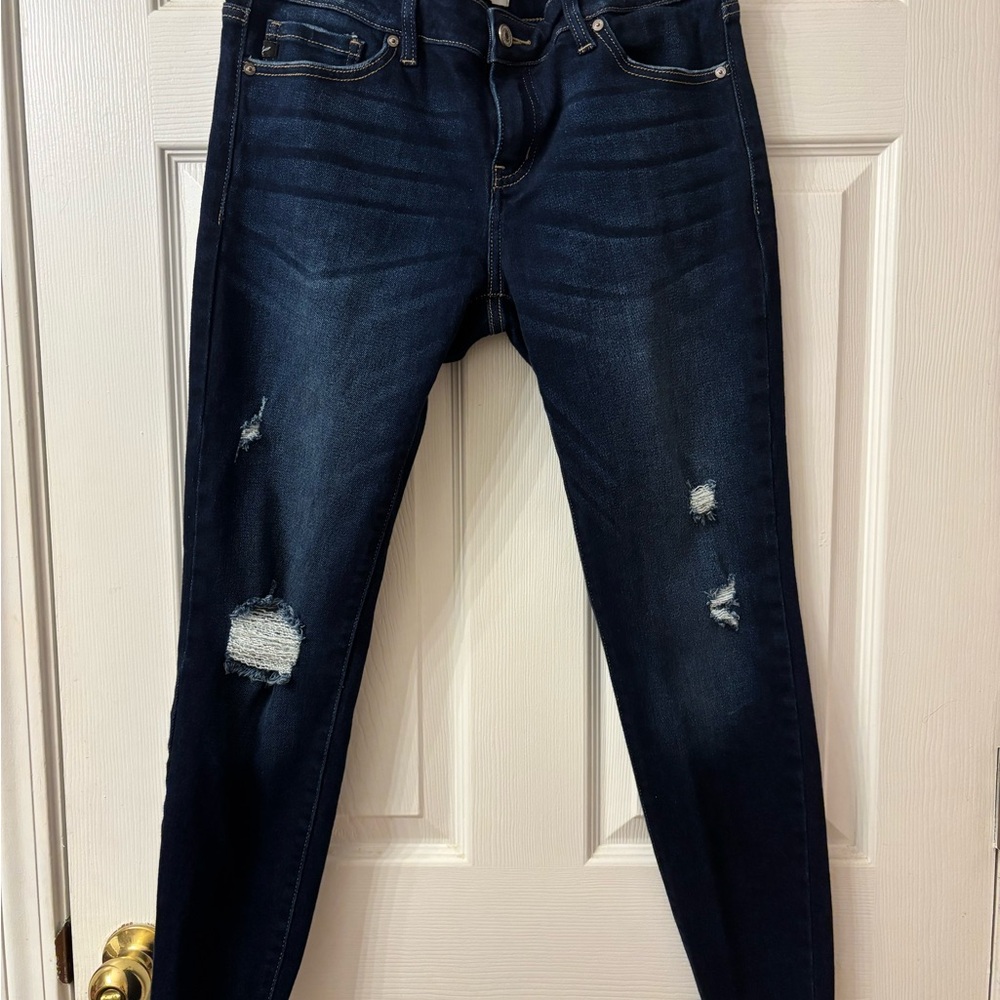 KanCan Dark Indigo Distressed Skinny Jeans